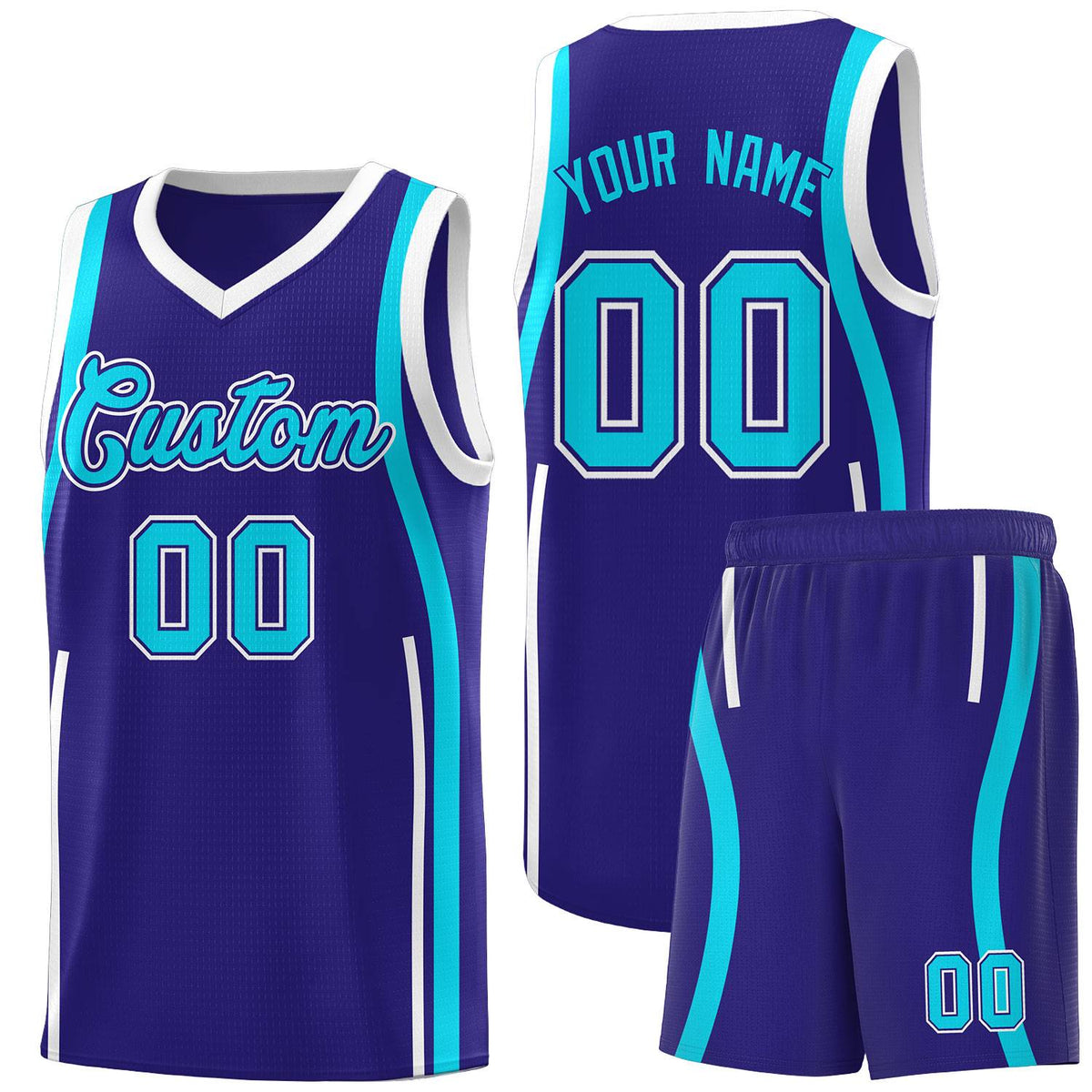 Custom Royal Sky Blue AND White Basketball Jersey