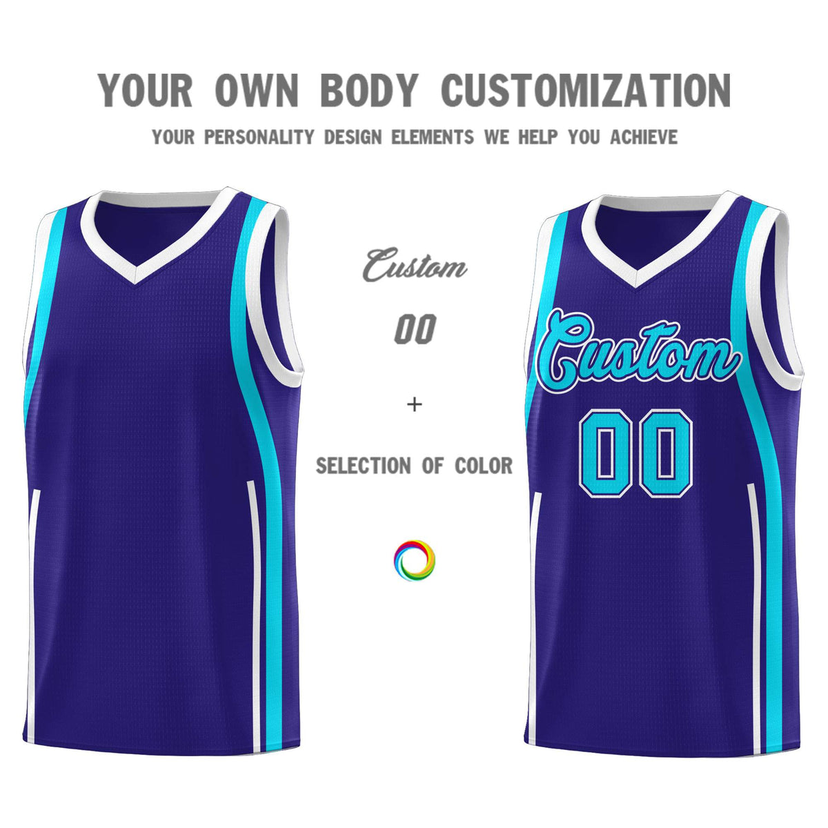 Custom Royal Sky Blue AND White Basketball Jersey