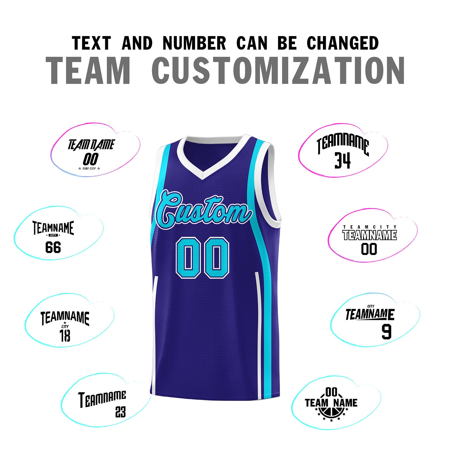 Custom Royal Sky Blue AND White Basketball Jersey