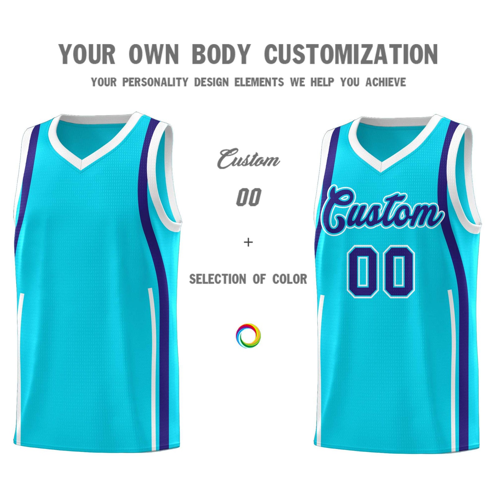 Custom Sky Blue Royal AND White Basketball Jersey