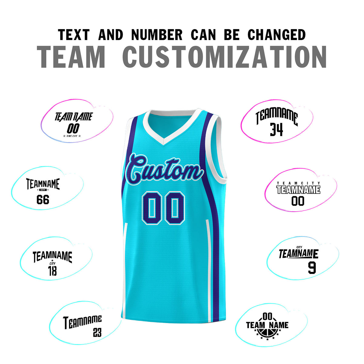 Custom Sky Blue Royal AND White Basketball Jersey