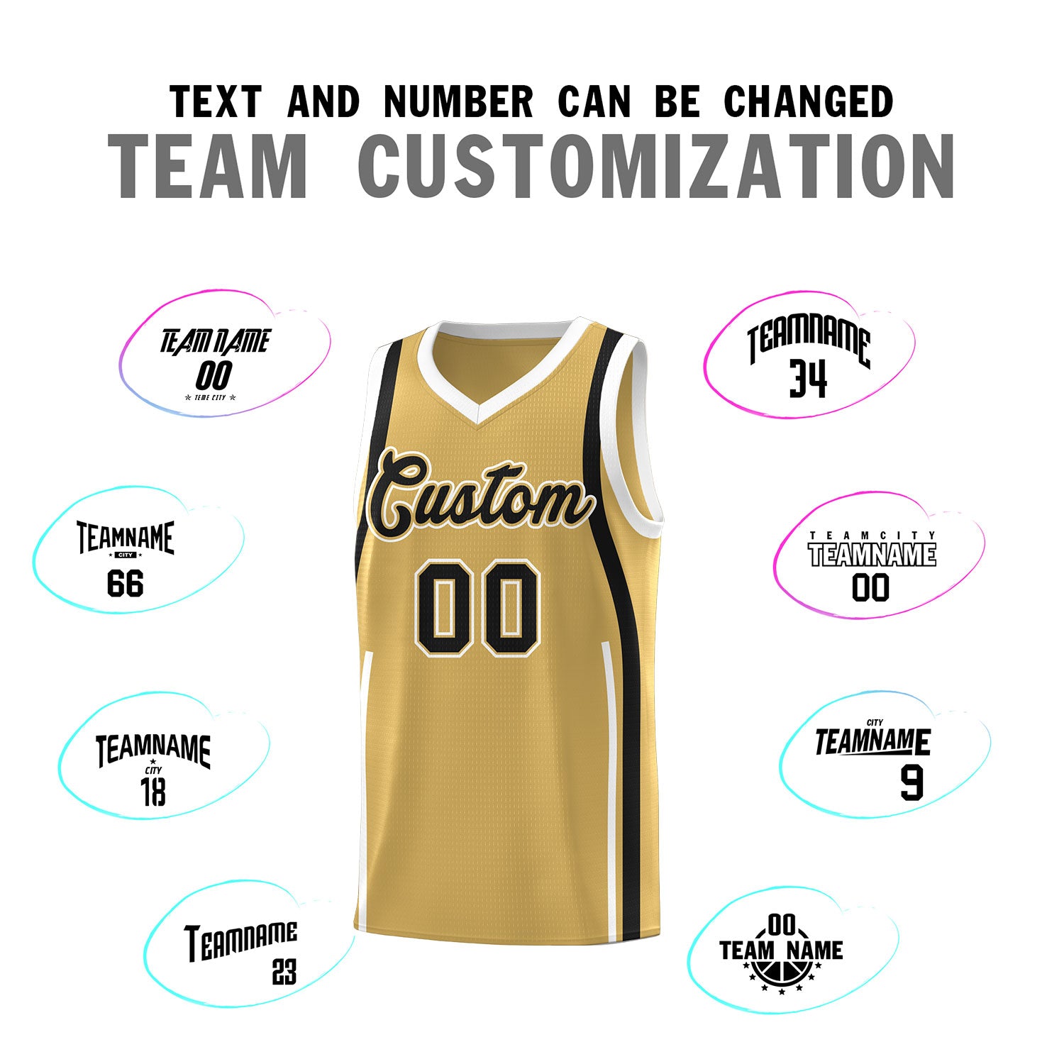 Custom Old Gold Black AND White Basketball Jersey