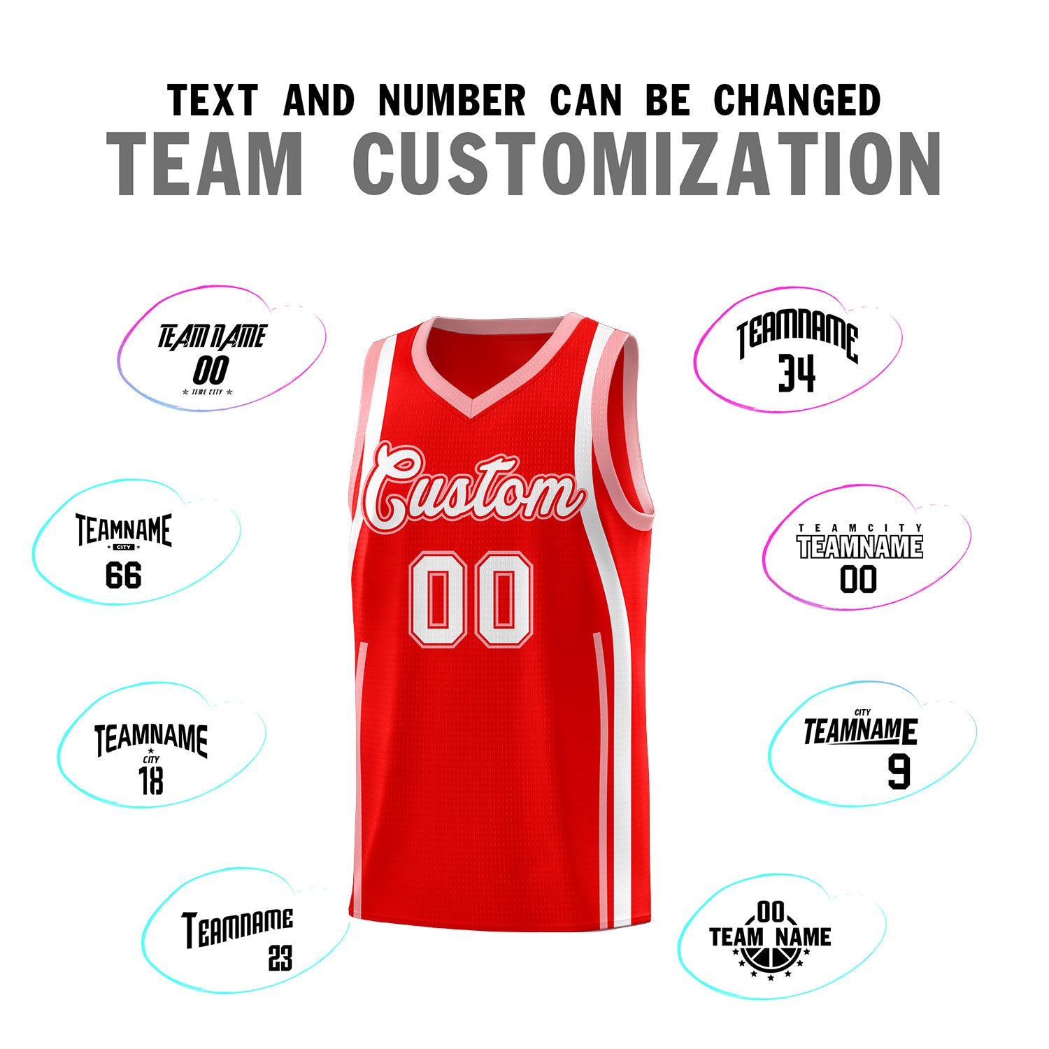 Custom Light Red Light Pink AND White Basketball Jersey