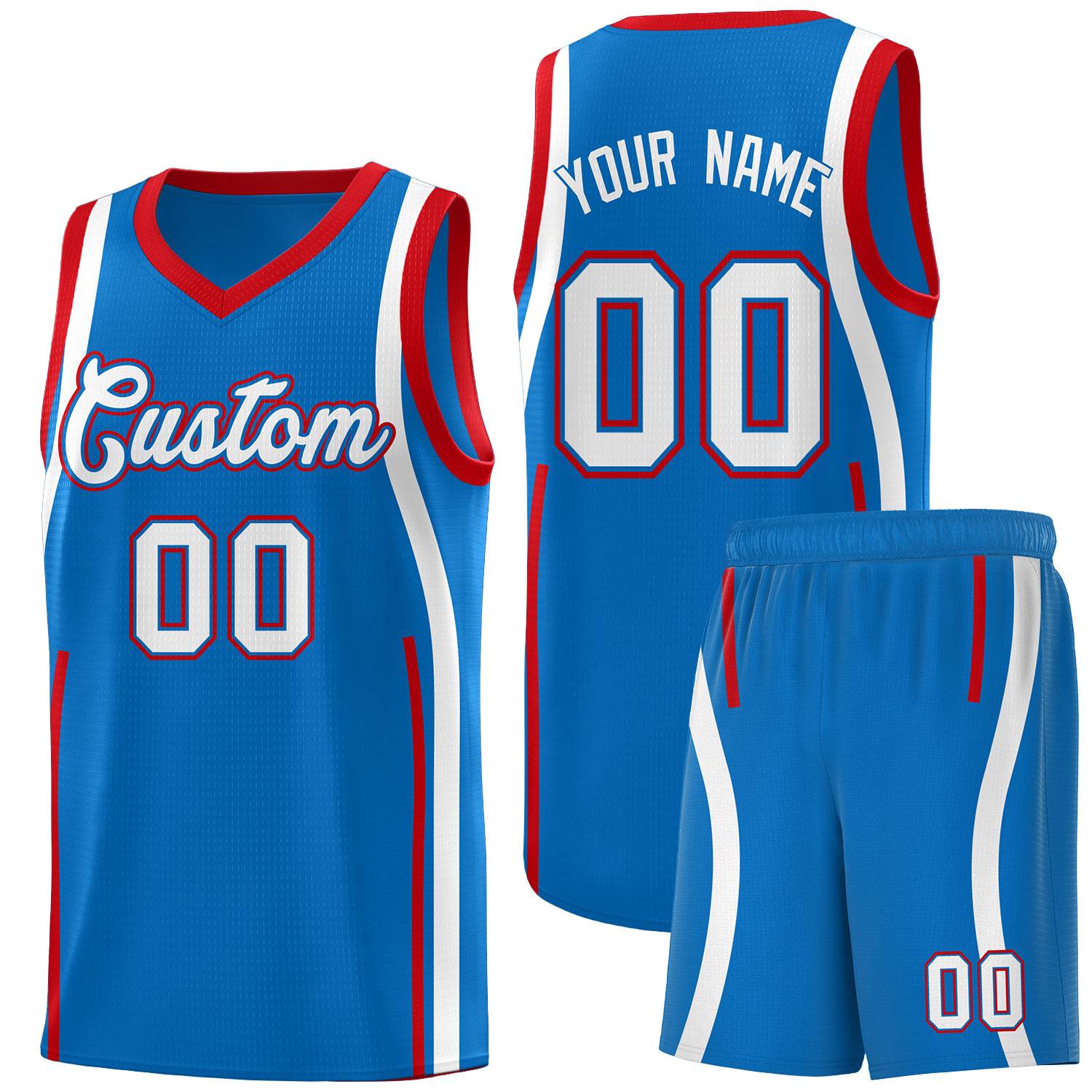 Custom Royal Red AND White Basketball Jersey