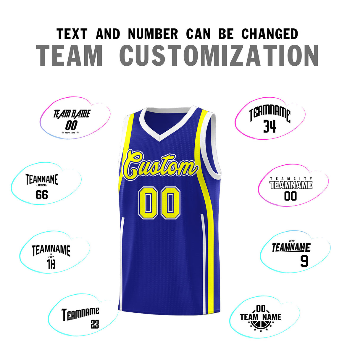 Custom Royal Fluorescent Yellow AND White Basketball Jersey