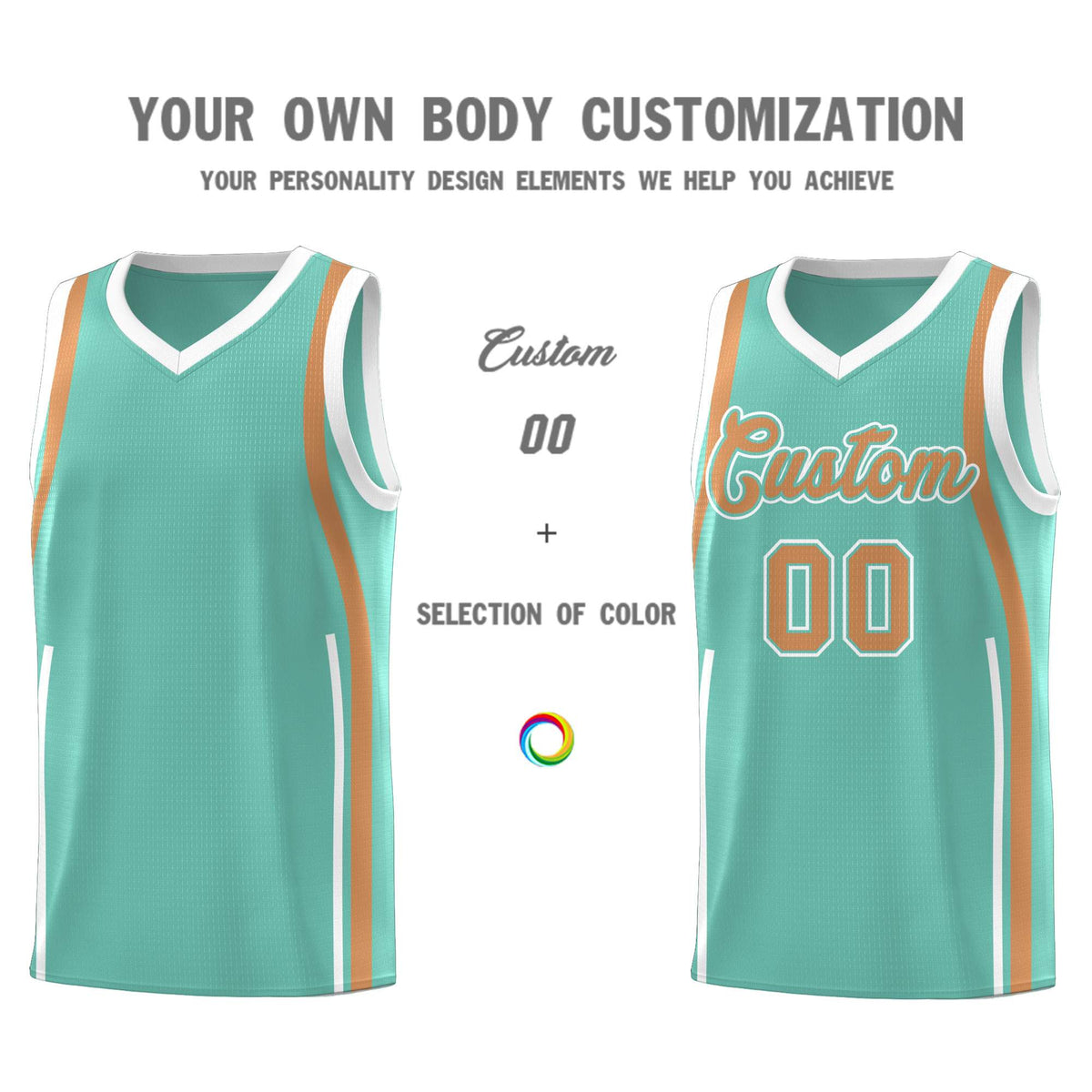 Custom Bright Green Buckskin Brown AND White Basketball Jersey