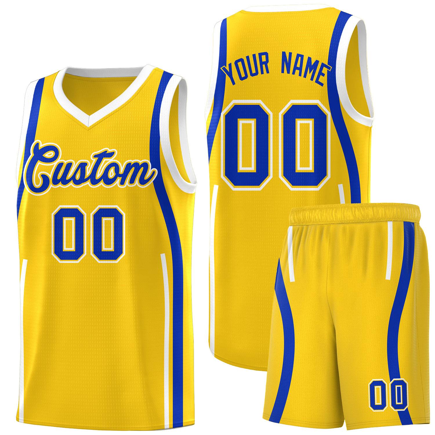 Custom Gold Royal AND White Basketball Jersey