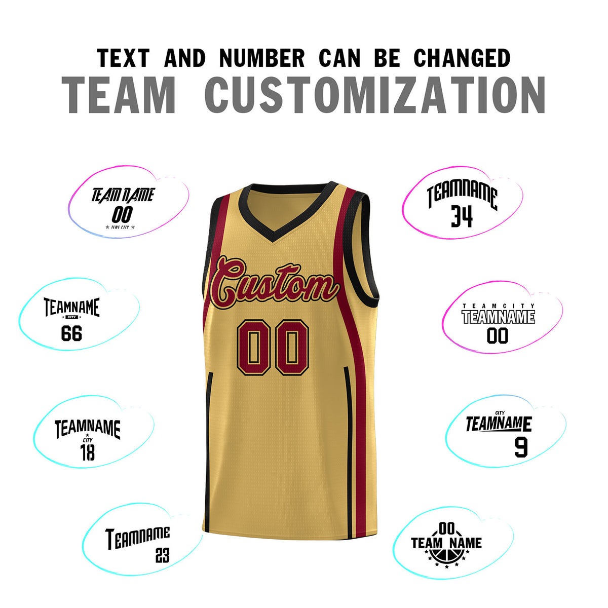 Custom Old Gold Crimson AND Black Basketball Jersey