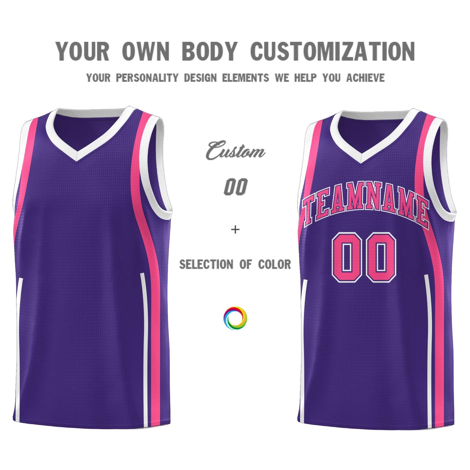 Custom Purple Pink-White Ribbon Pattern Basketball Kits