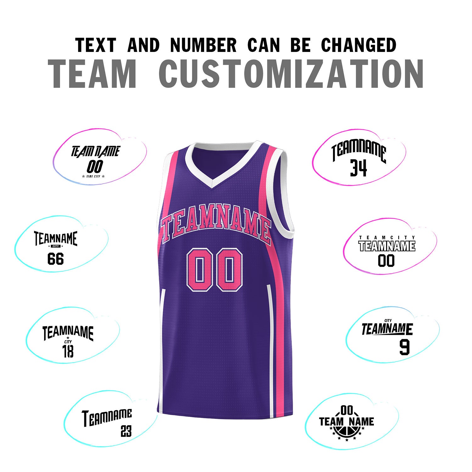 Custom Purple Pink-White Ribbon Pattern Basketball Kits