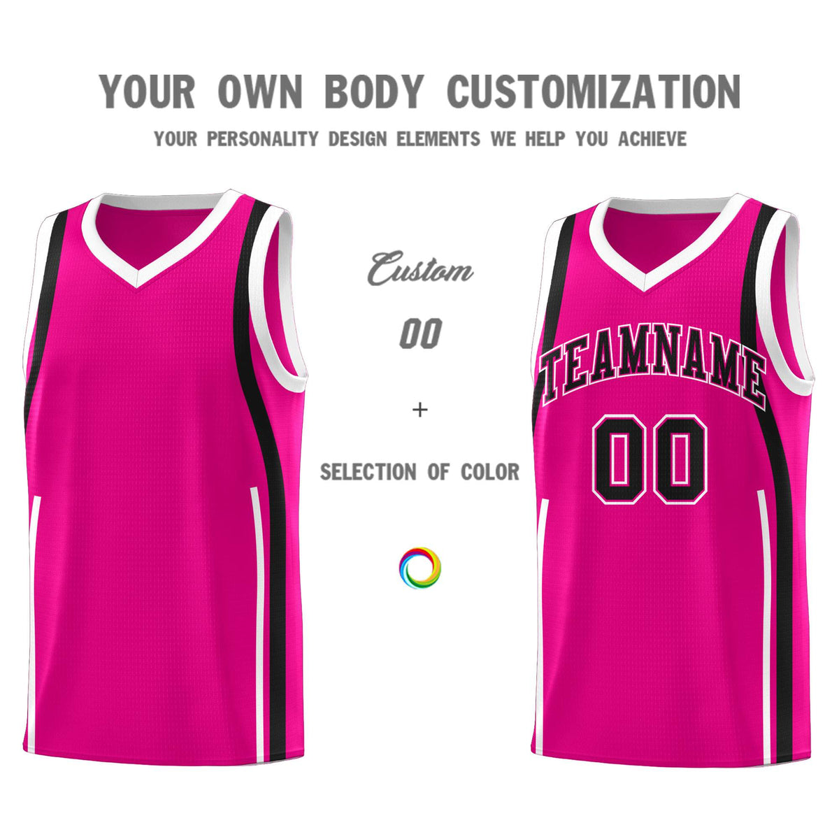 Custom Pink Black-White Ribbon Pattern Basketball Kits