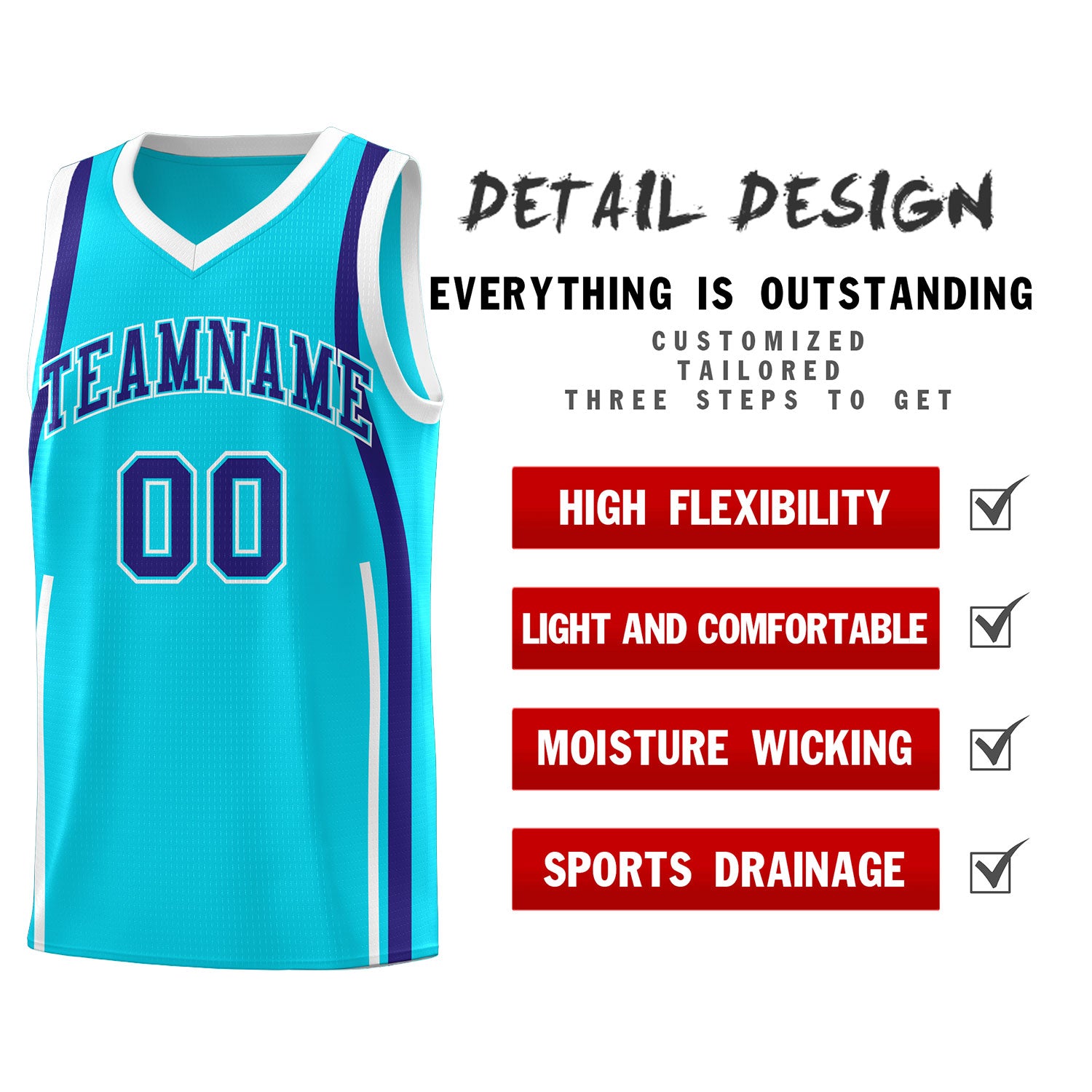 Custom Sky Blue Royal-White Ribbon Pattern Basketball Kits