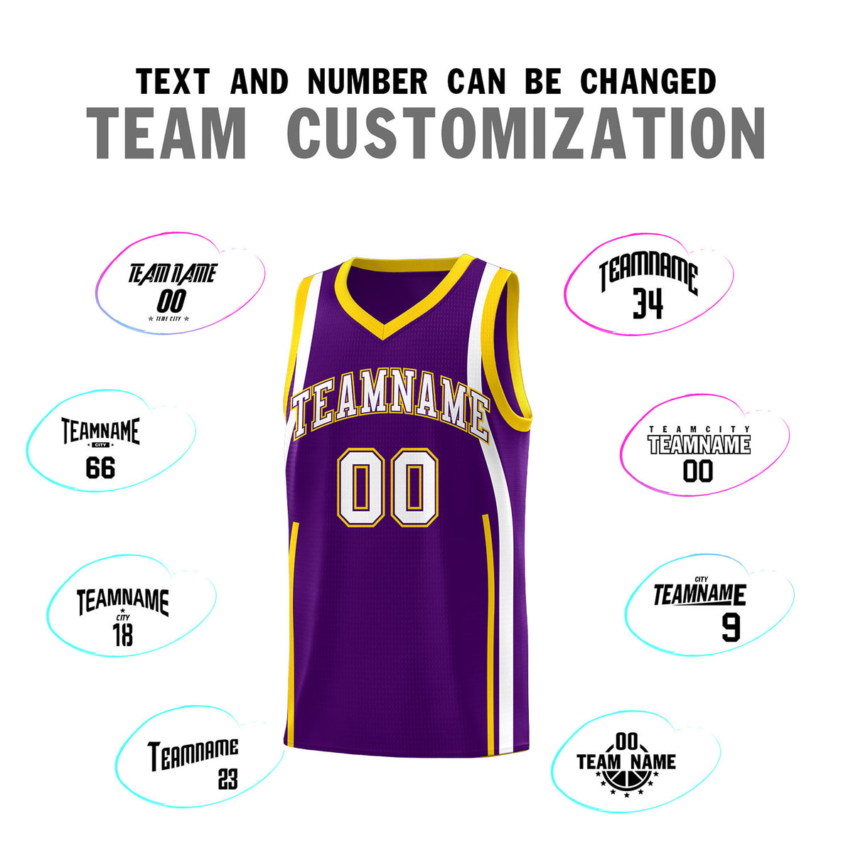 Custom Purple White-Gold Ribbon Pattern Basketball Kits