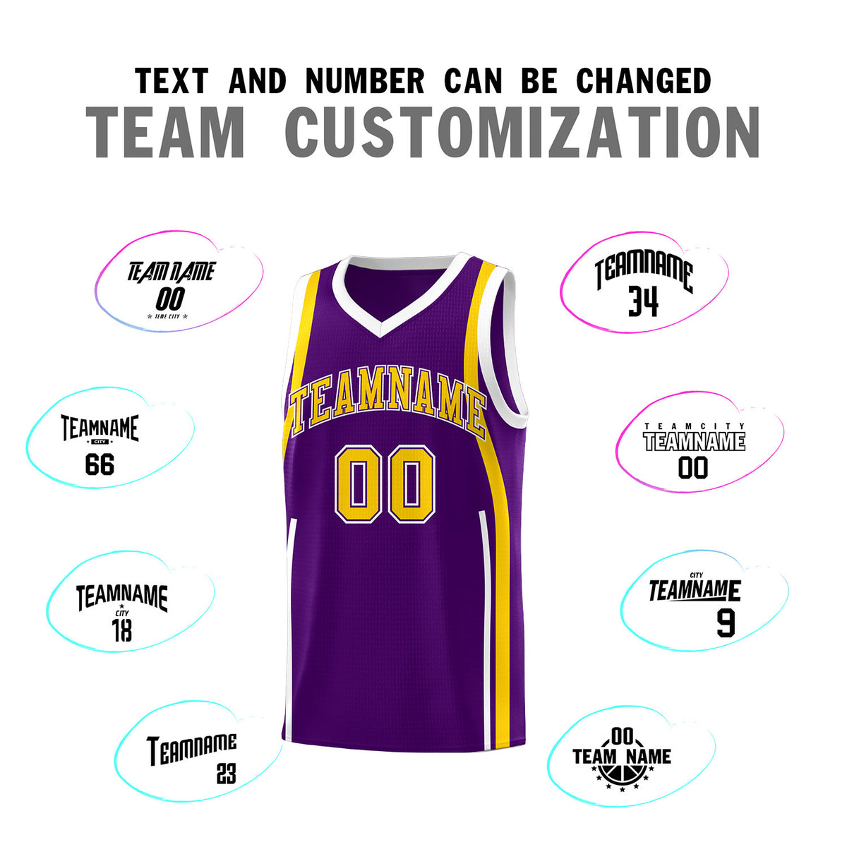 Custom Purple White-Gold Ribbon Pattern Basketball Kits