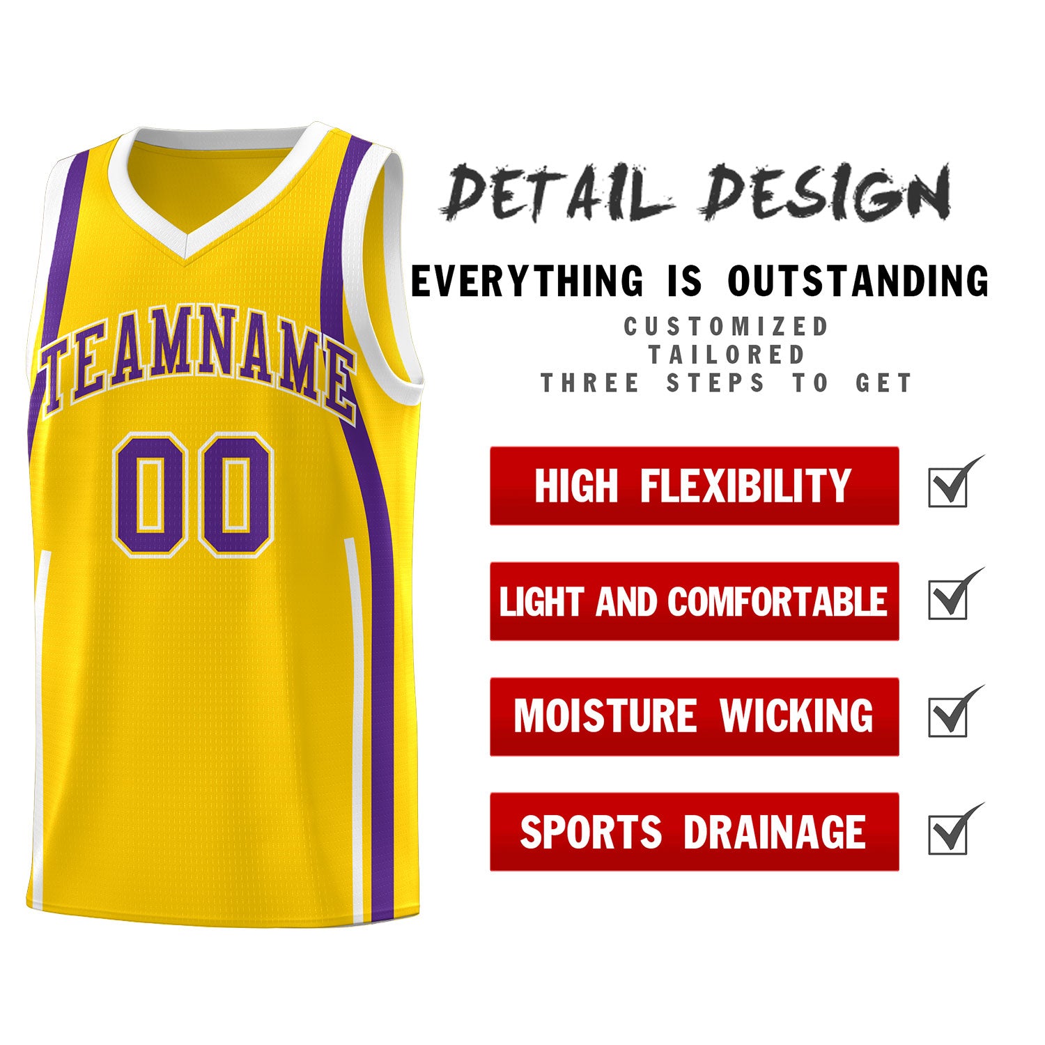 Custom Gold Purple-White Ribbon Pattern Basketball Kits
