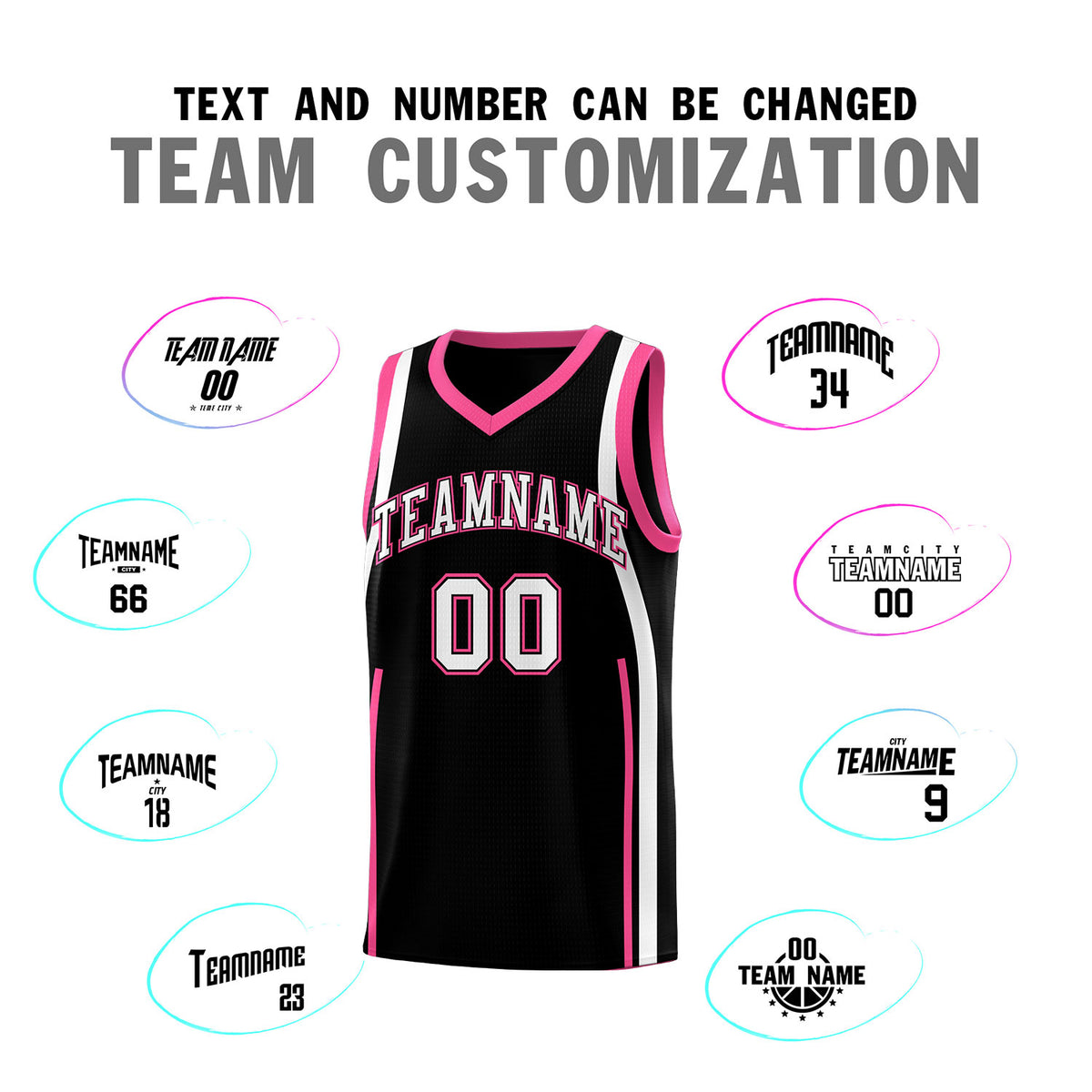 Custom Black Pink-White Ribbon Pattern Basketball Kits