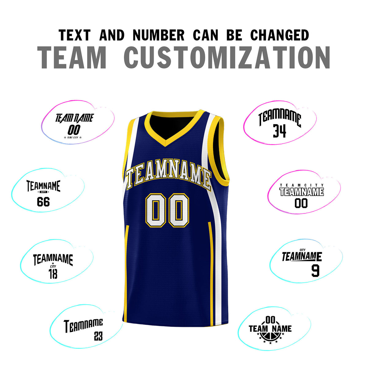 Custom Navy Gold-White Ribbon Pattern Basketball Kits