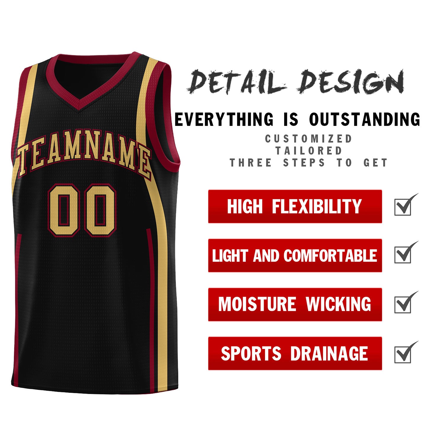 Custom Black Crimson-Old Gold Ribbon Pattern Basketball Kits