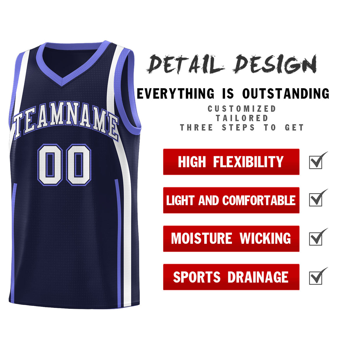 Custom Navy Purple-White Ribbon Pattern Basketball Kits