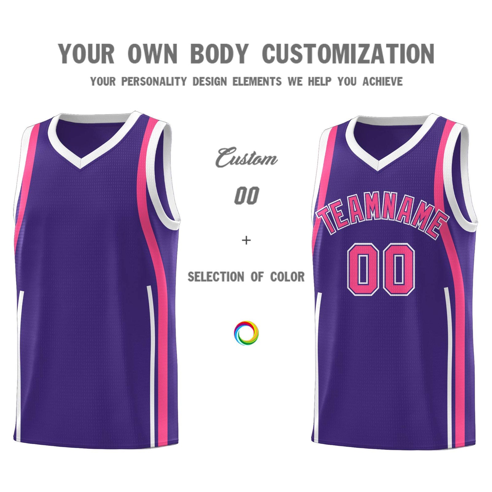 Custom Purple Pink-White Ribbon Pattern Basketball Kits