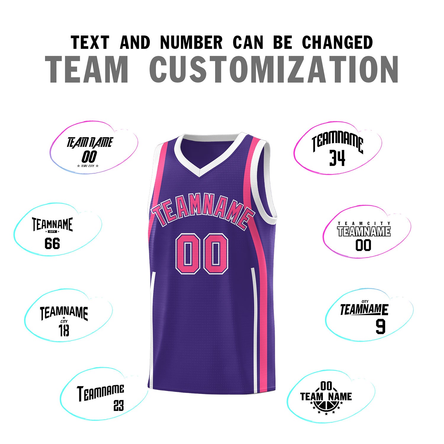 Custom Purple Pink-White Ribbon Pattern Basketball Kits