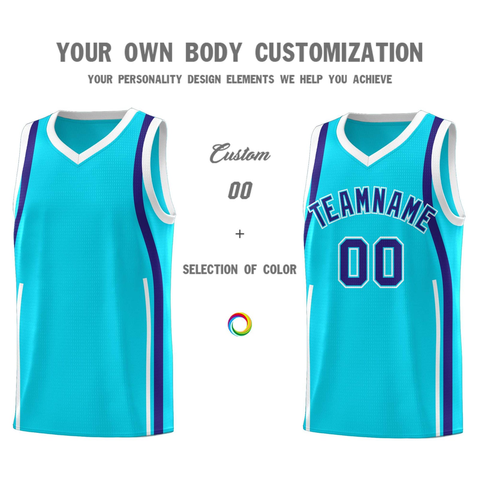 Custom Sky Blue Royal-White Ribbon Pattern Basketball Kits