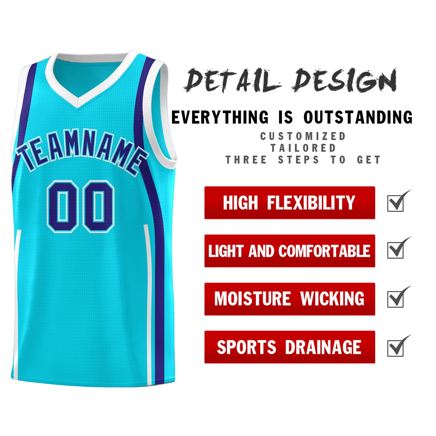 Custom Sky Blue Royal-White Ribbon Pattern Basketball Kits