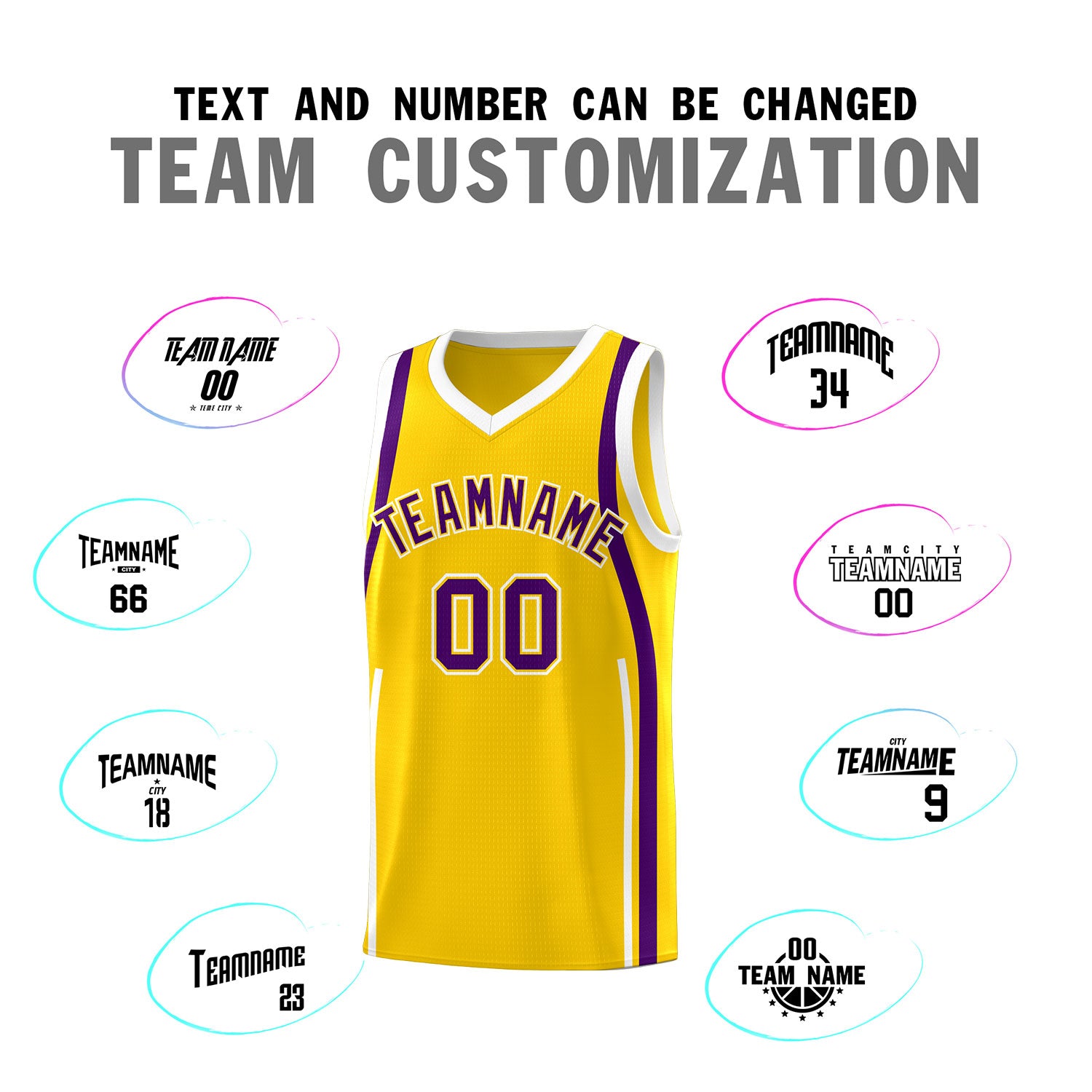 Custom Gold Purple-White Ribbon Pattern Basketball Kits