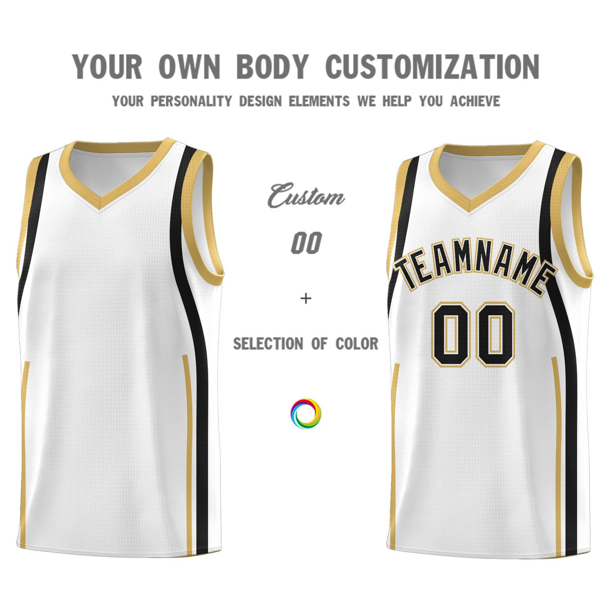 Custom White Black-White Ribbon Pattern Basketball Kits