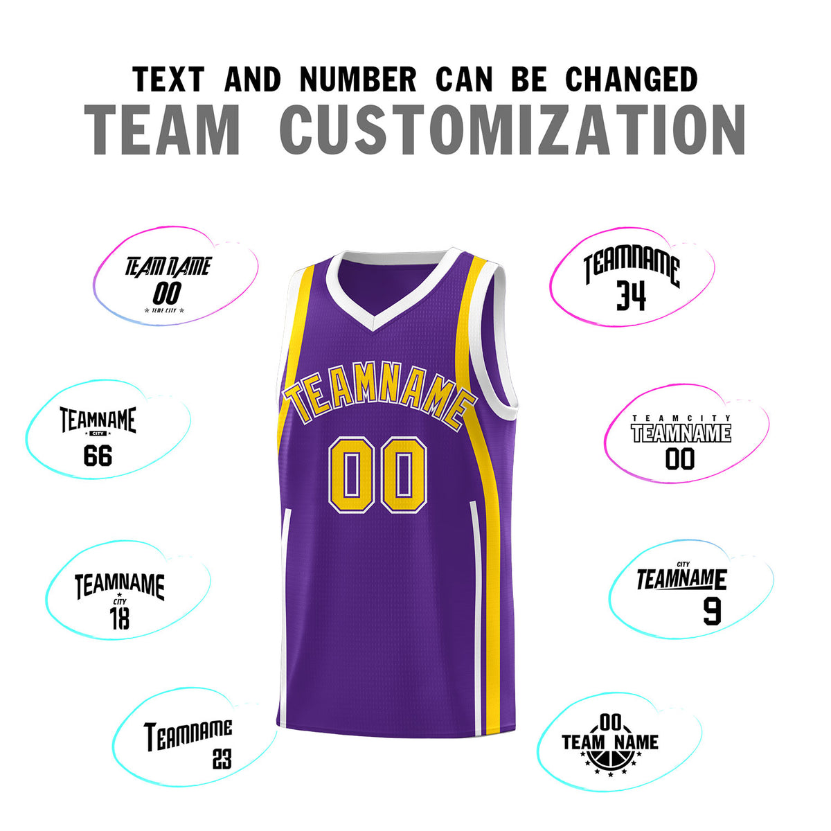 Custom Purple Gold-White Ribbon Pattern Basketball Kits