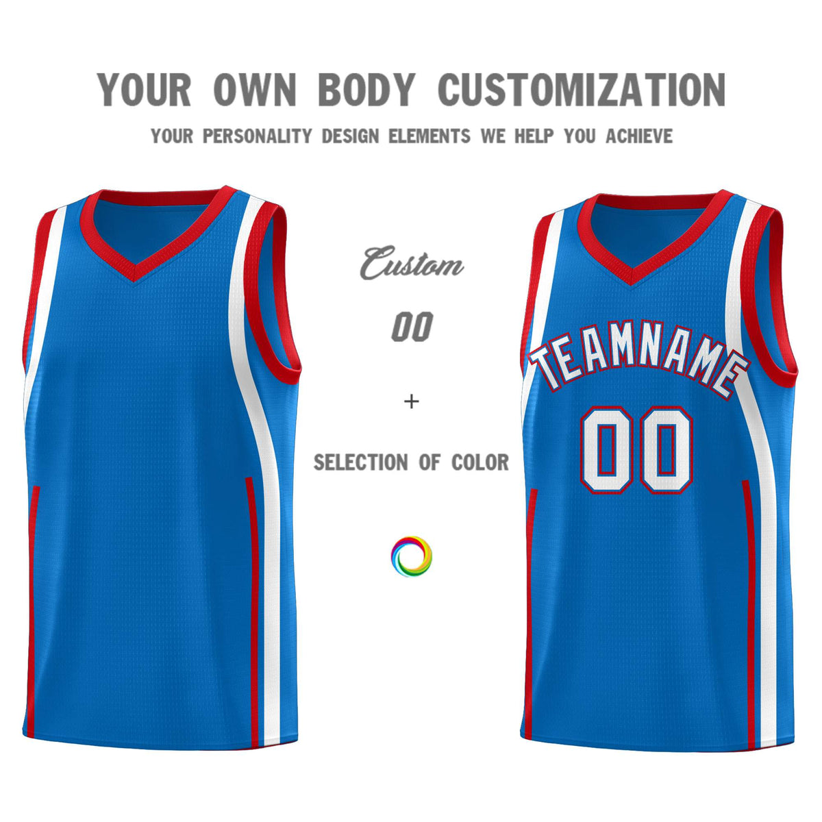 Custom Royal Red-White Ribbon Pattern Basketball Kits