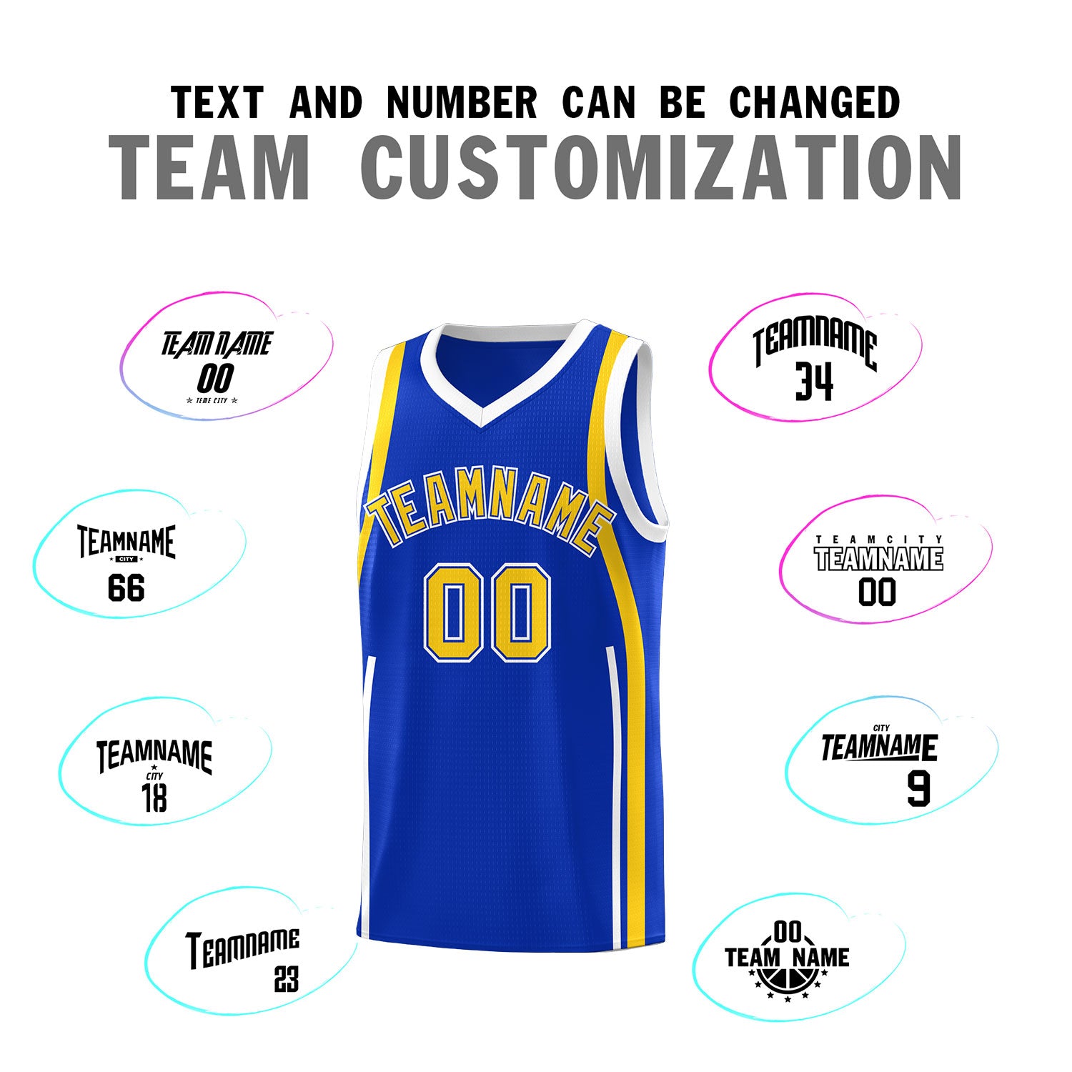 Custom Royal Gold-White Ribbon Pattern Basketball Kits