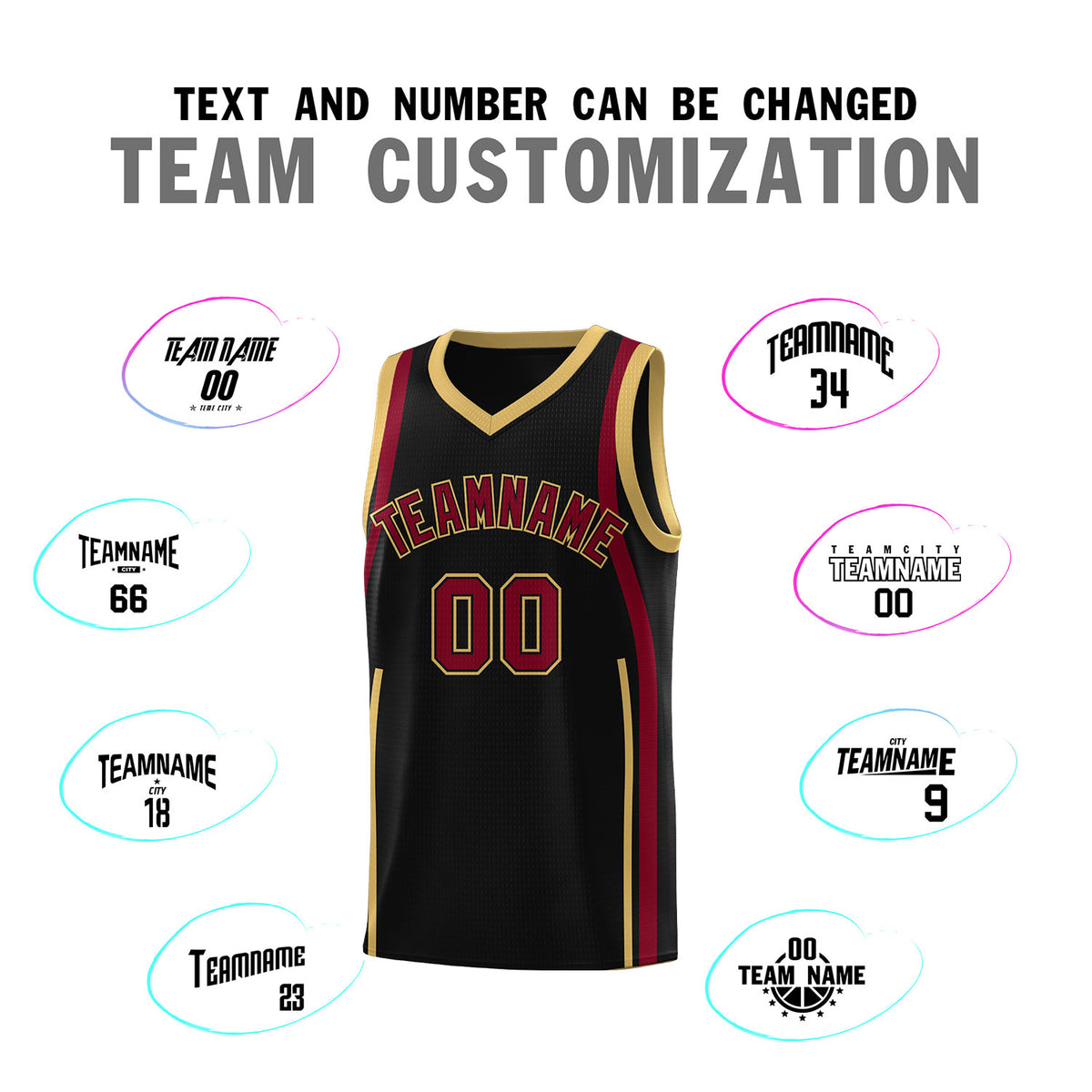 Custom Black Crimson-Old Gold Ribbon Pattern Basketball Kits