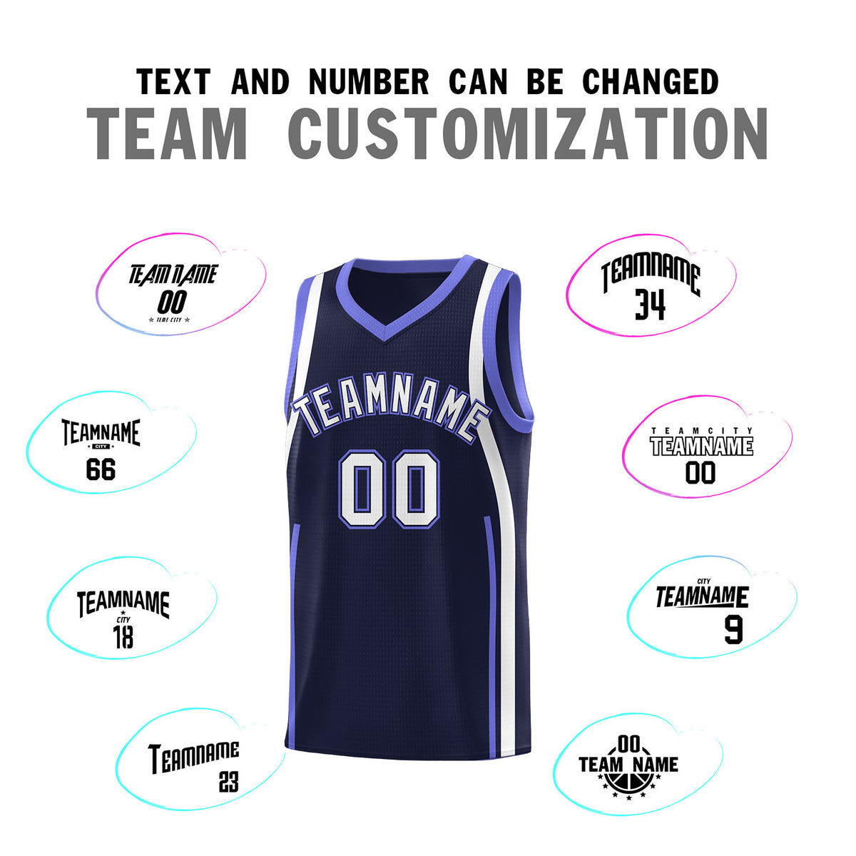 Custom Navy Purple-White Ribbon Pattern Basketball Kits