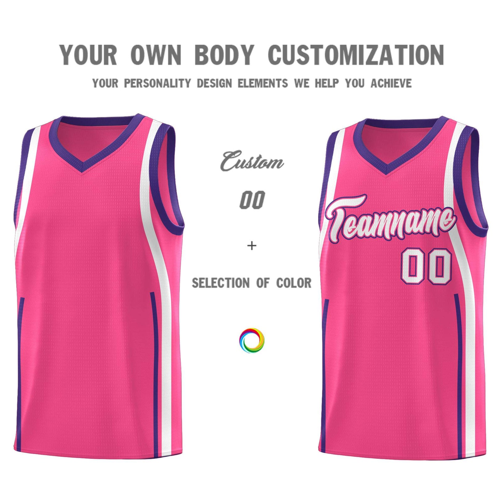 Custom Pink Purple-White Ribbon Pattern Basketball Kits