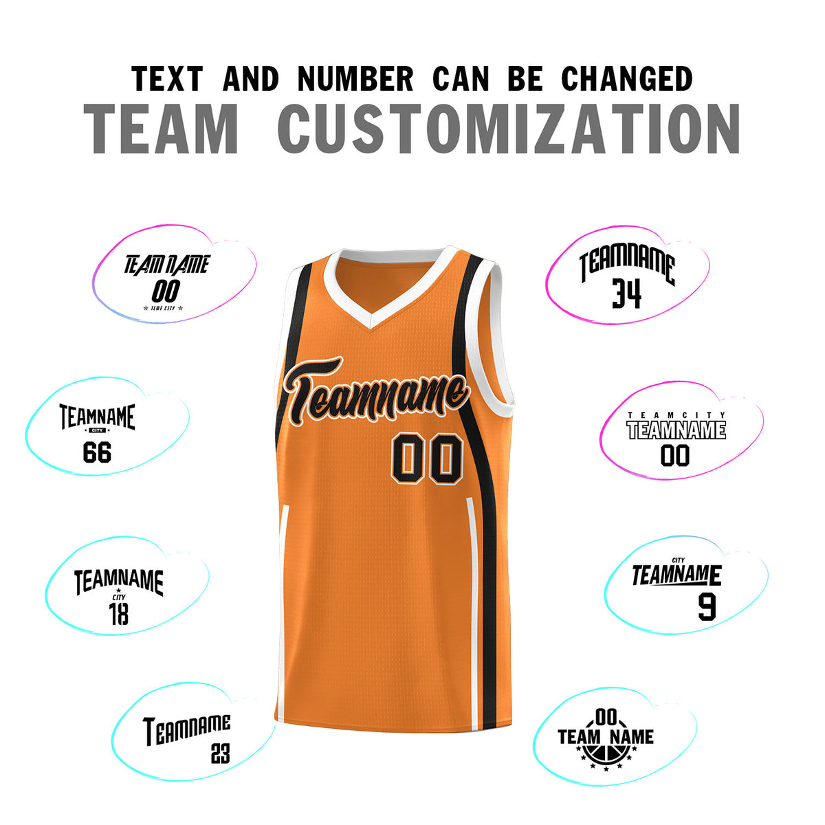 Custom Gold Orange Black-White Ribbon Pattern Basketball Kits