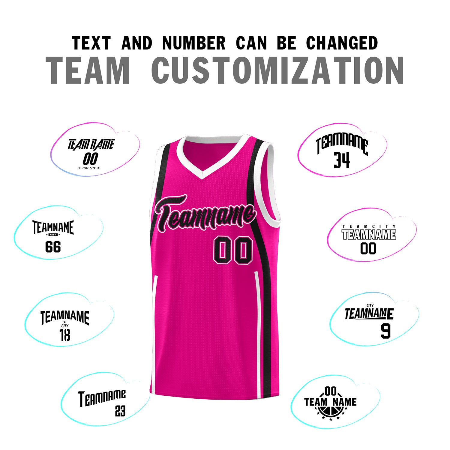 Custom Pink Black-White Ribbon Pattern Basketball Kits