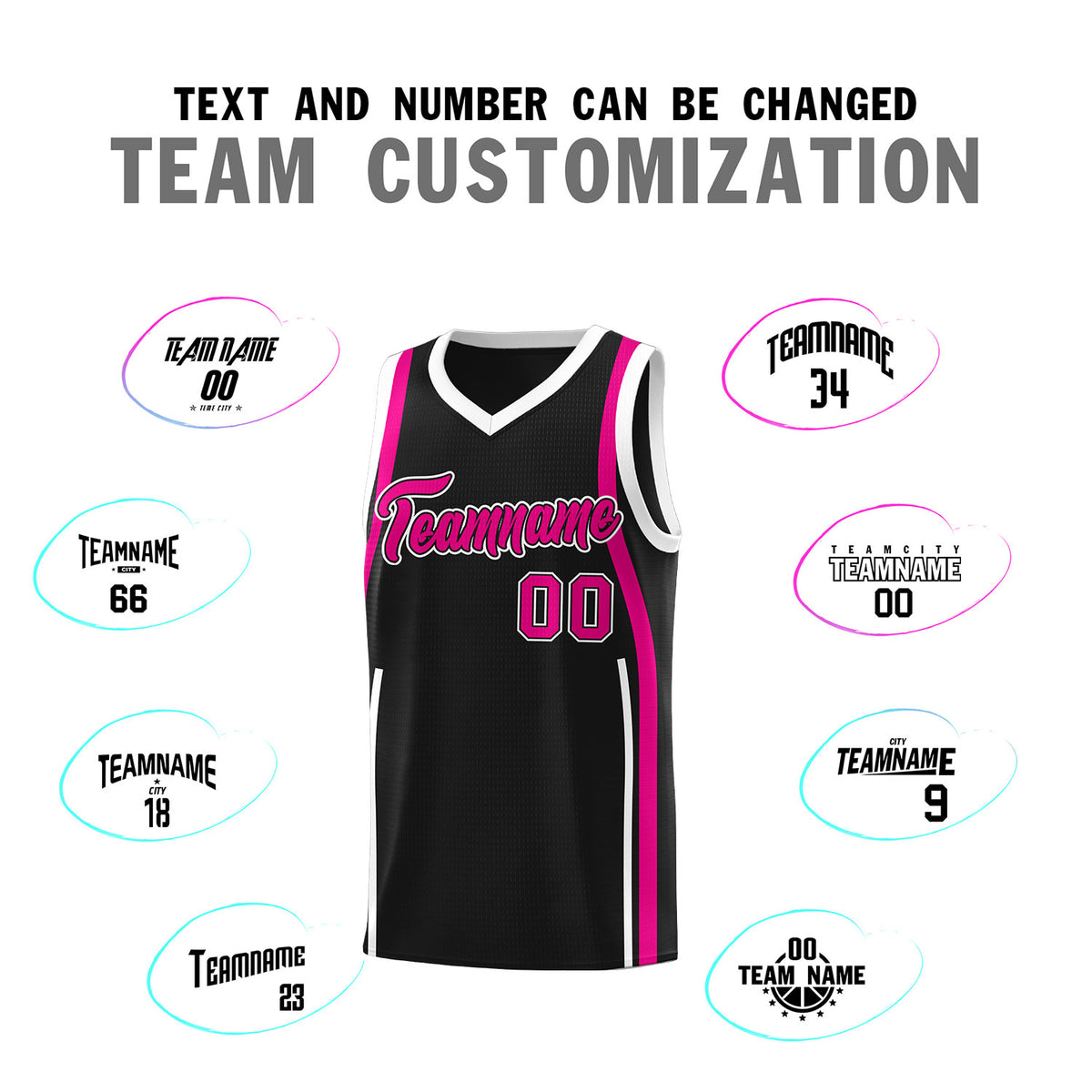 Custom Black Pink-White Ribbon Pattern Basketball Kits