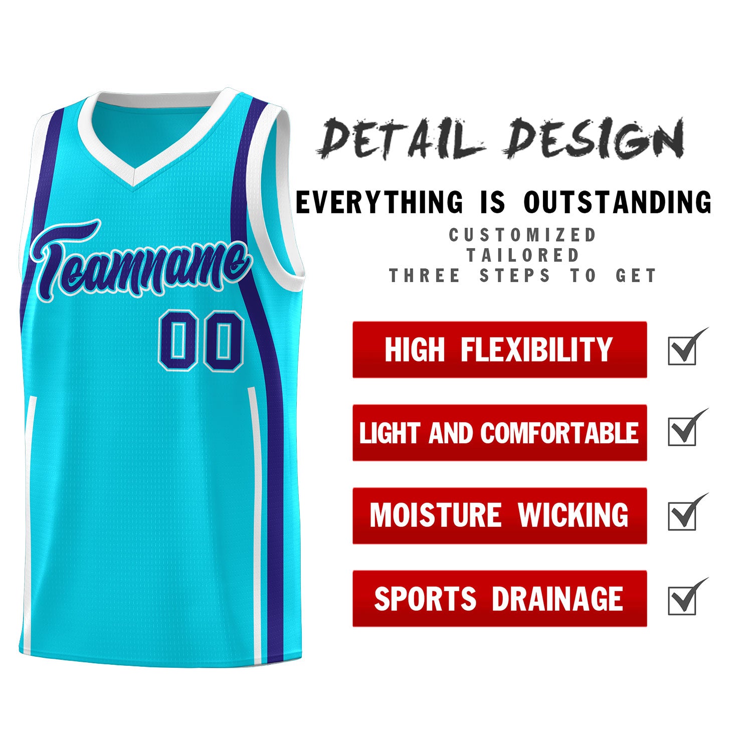 Custom Sky Blue Royal-White Ribbon Pattern Basketball Kits
