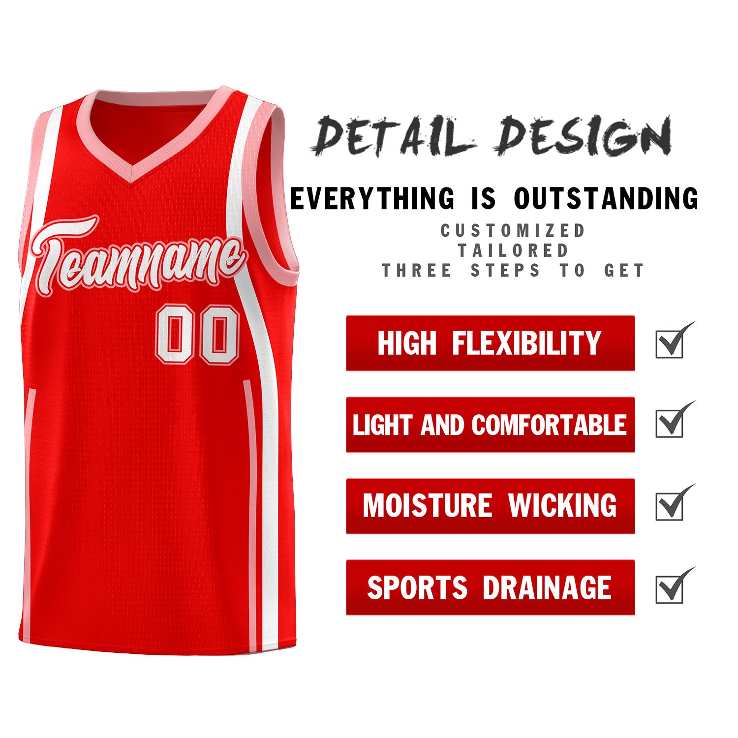 Custom Light Red Light Pink-White Ribbon Pattern Basketball Kits