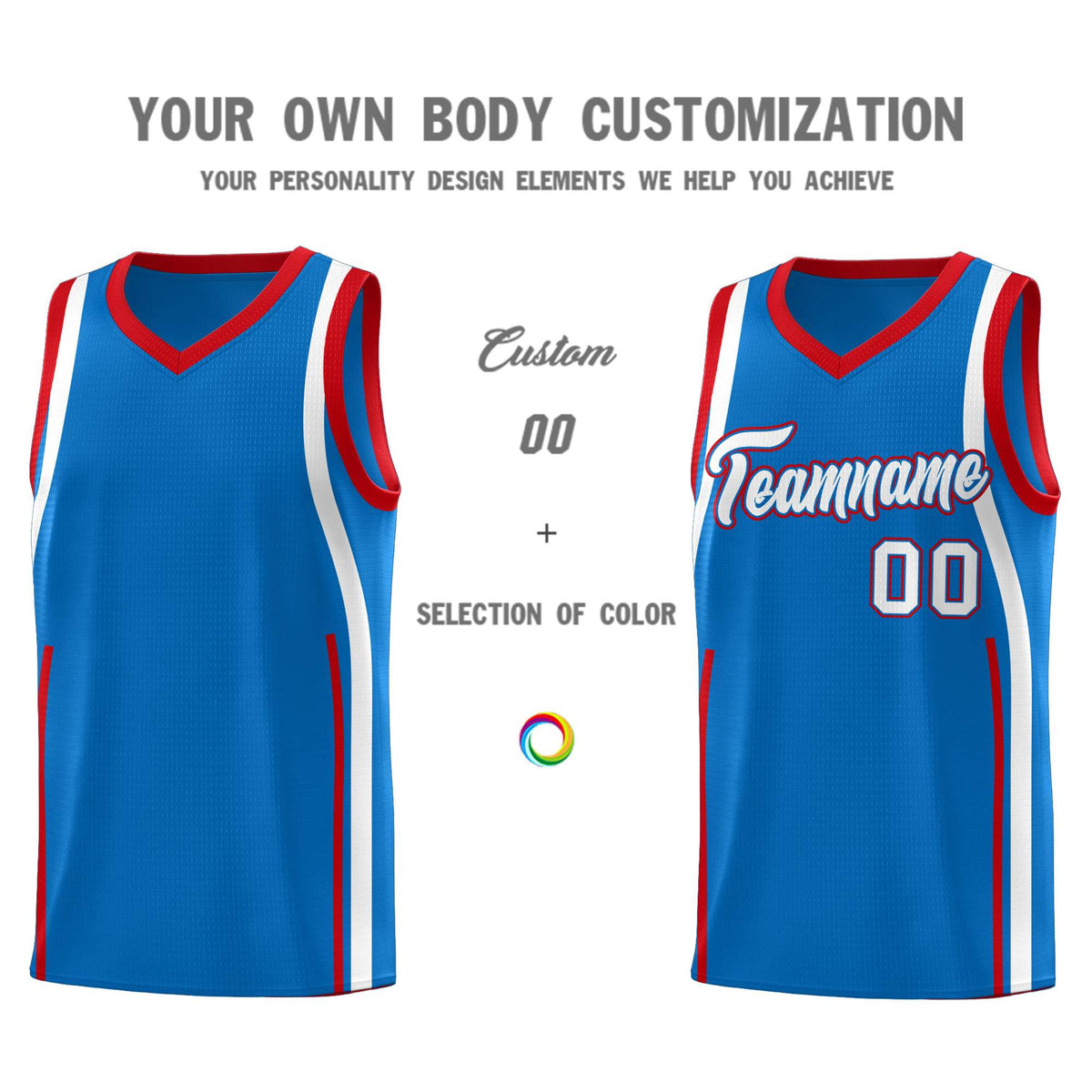 Custom Royal Red-White Ribbon Pattern Basketball Kits