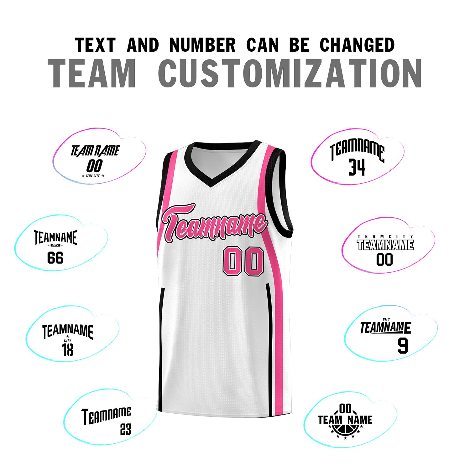 Custom White Pink-Black Ribbon Pattern Basketball Kits
