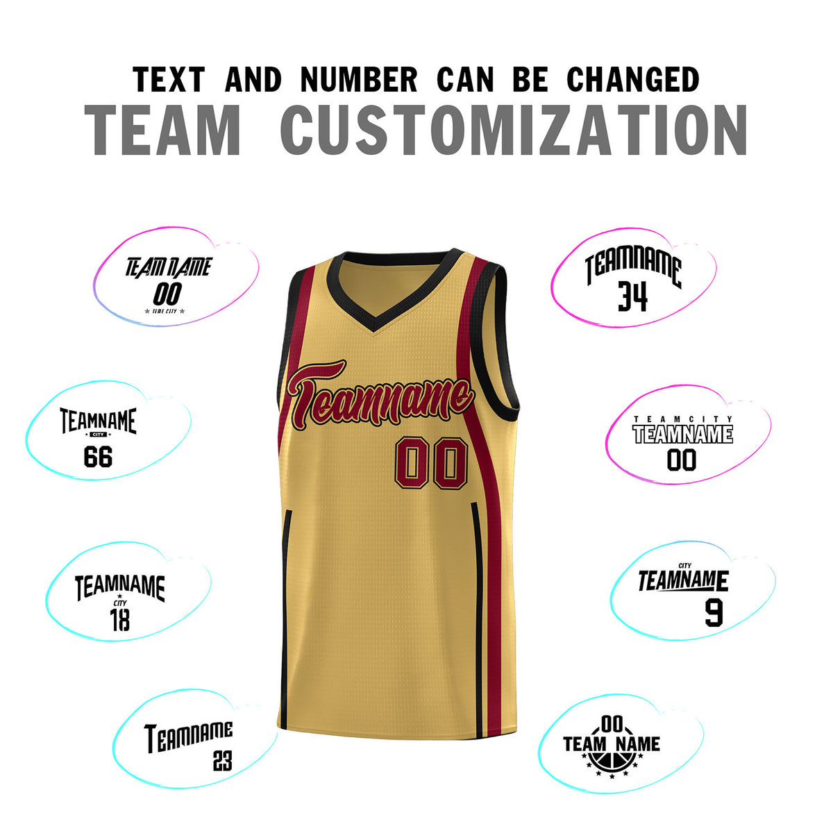Custom Old Gold Crimson-Black Ribbon Pattern Basketball Kits