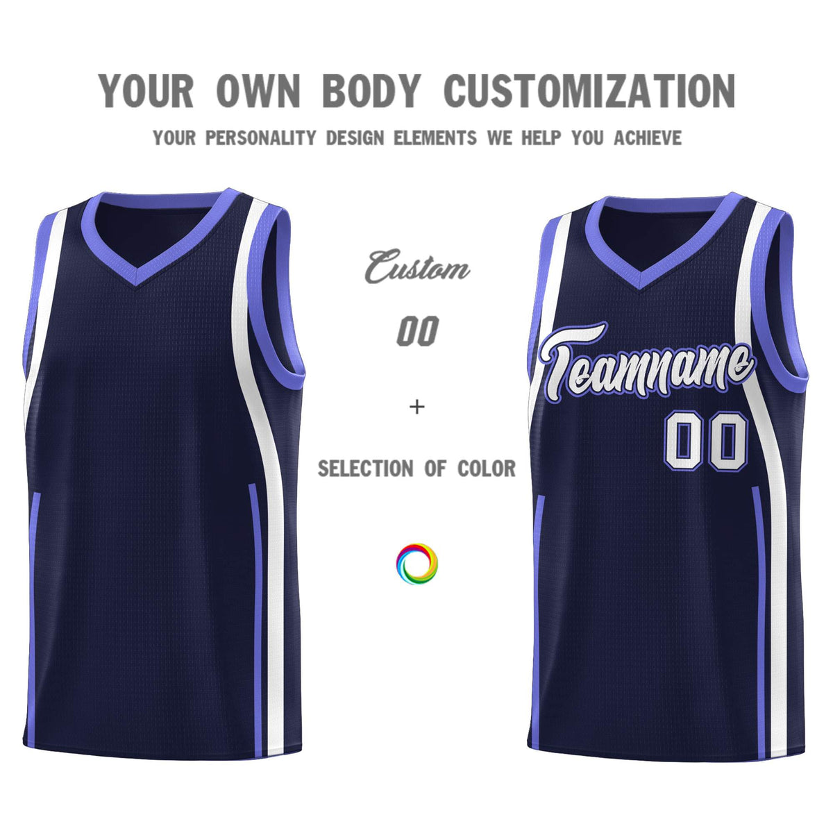 Custom Navy Purple-White Ribbon Pattern Basketball Kits