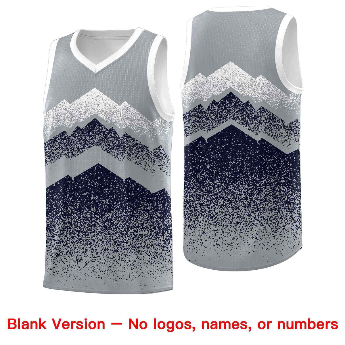 Custom Youth Basketball Jerseys Gray Navy Gradient Mountain Design Uniforms
