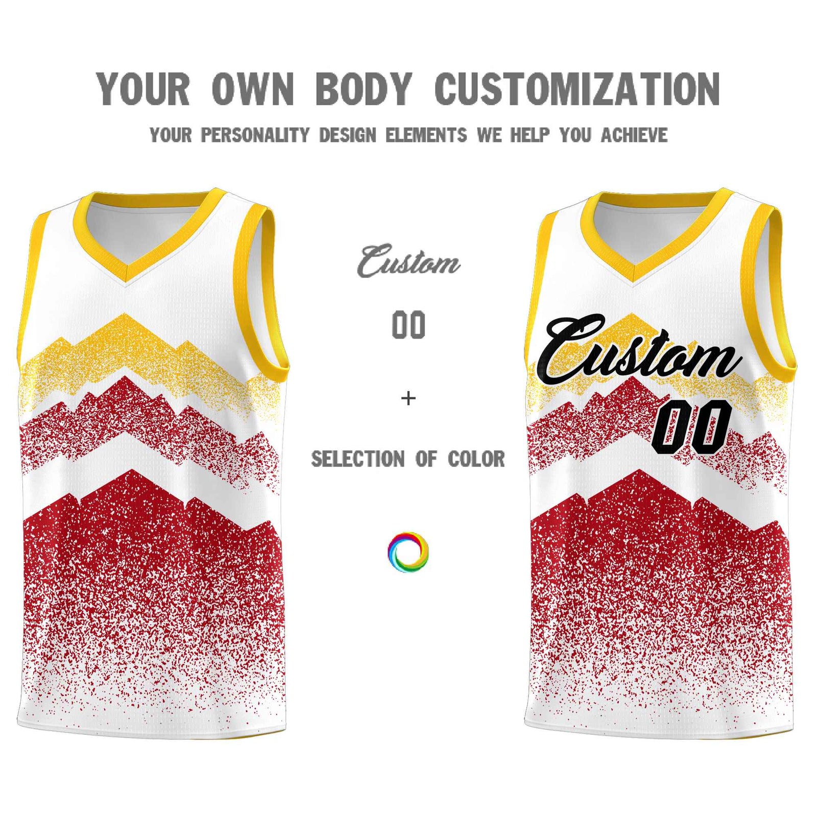 Custom Youth Basketball Jerseys White Red Gradient Mountain Design Uniforms
