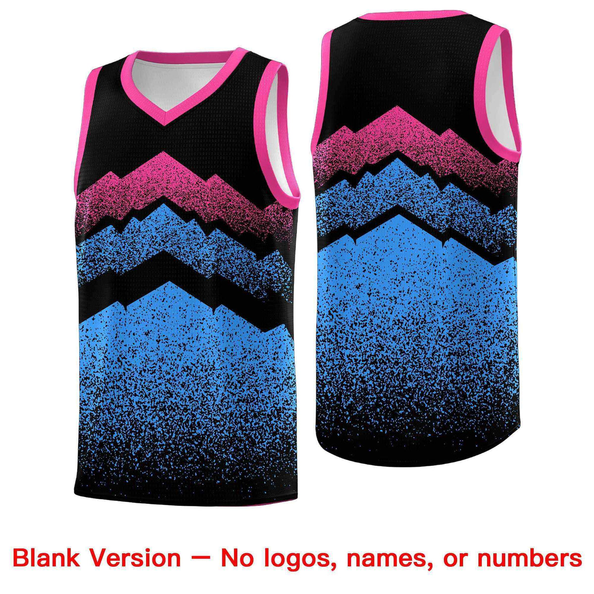 Custom Youth Basketball Jerseys Black Powder Blue Gradient Mountain Design Uniforms