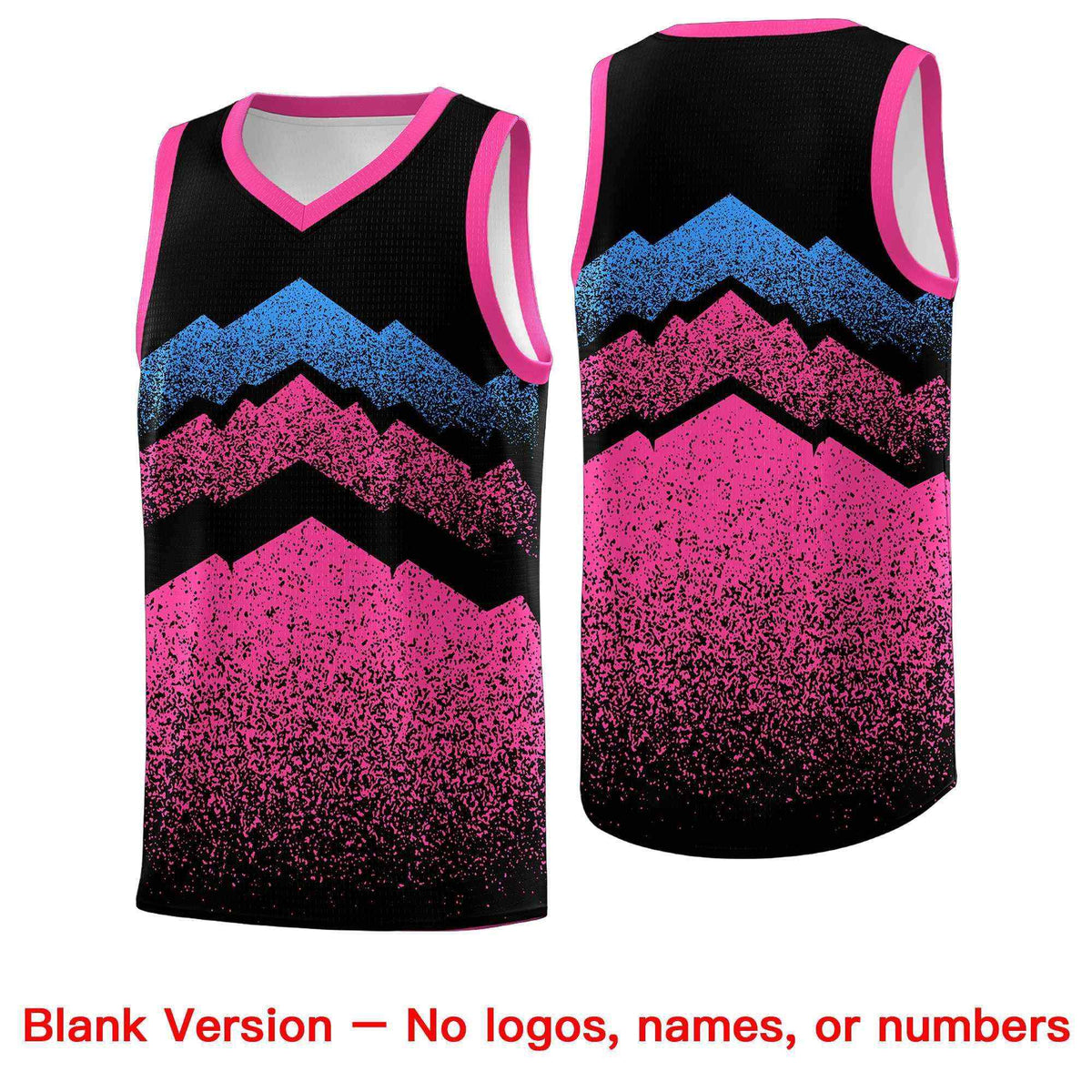 Personalized Youth Basketball Jerseys   Black Pink Gradient Mountain Design Uniforms