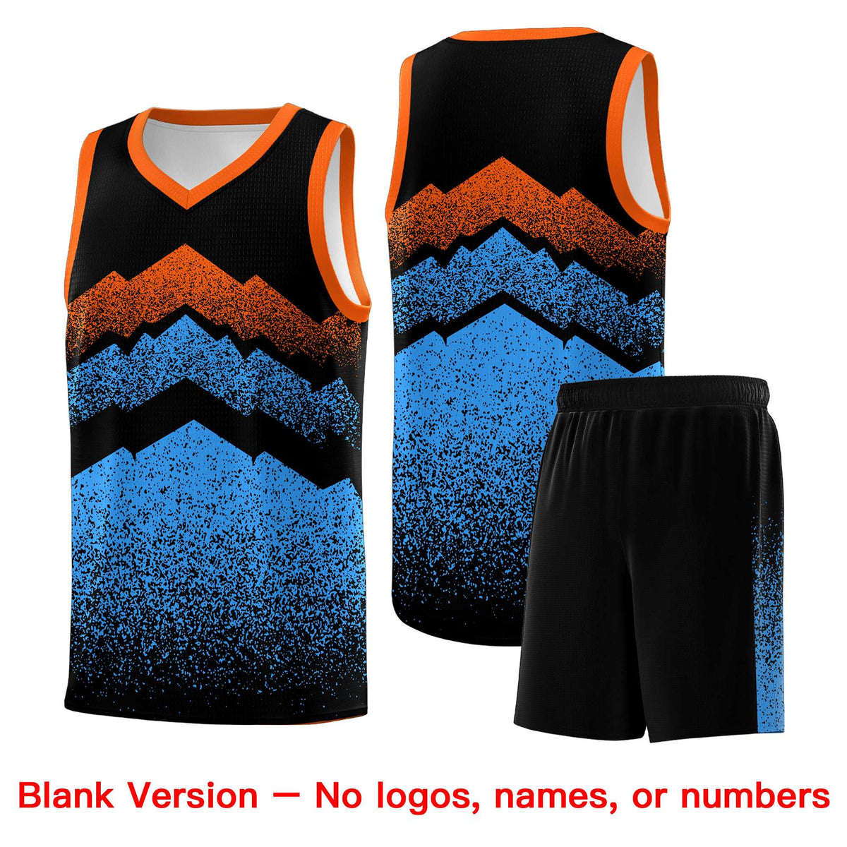Personalized Youth Basketball Jerseys   Black Powder Blue Gradient Mountain Design Uniforms