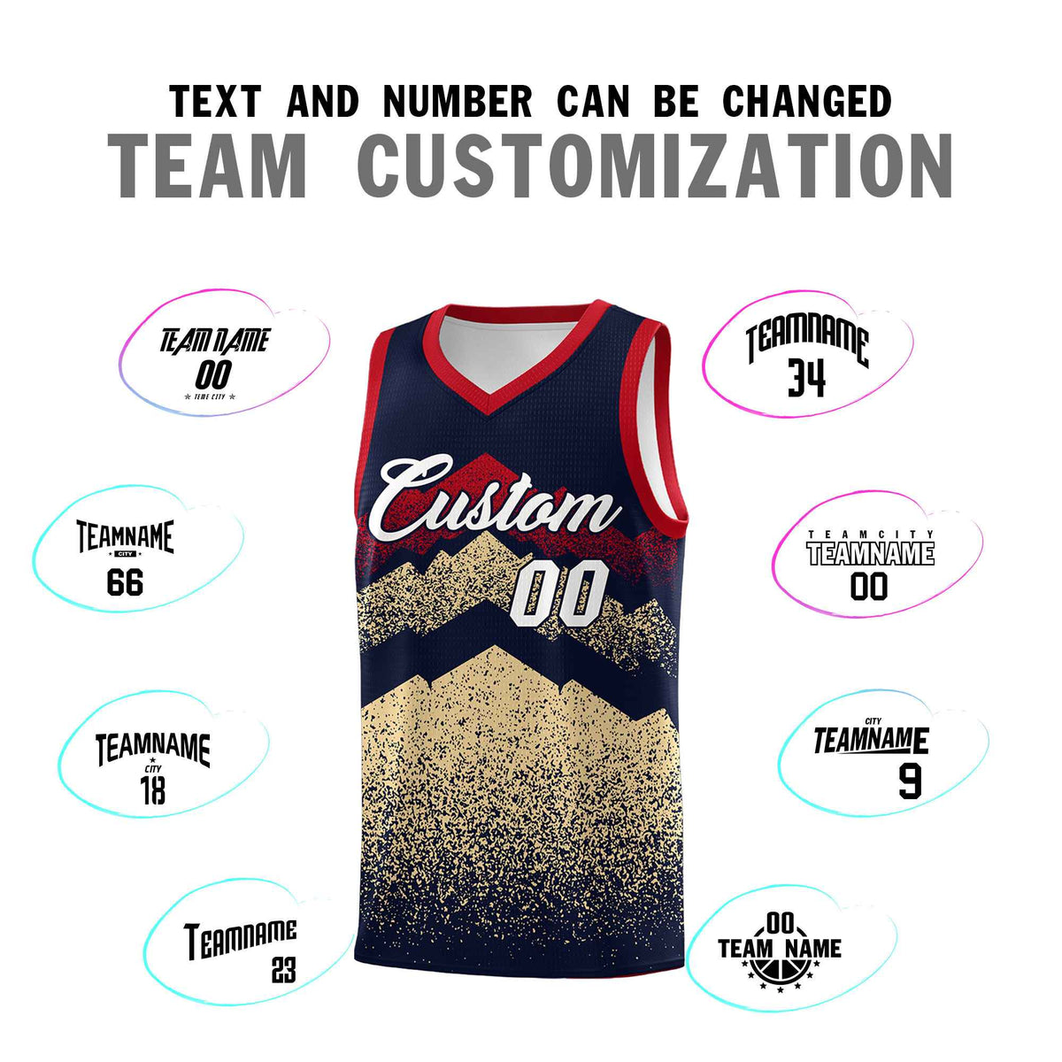 Personalized Youth Basketball Jerseys   Navy Khaki Gradient Mountain Design Uniforms